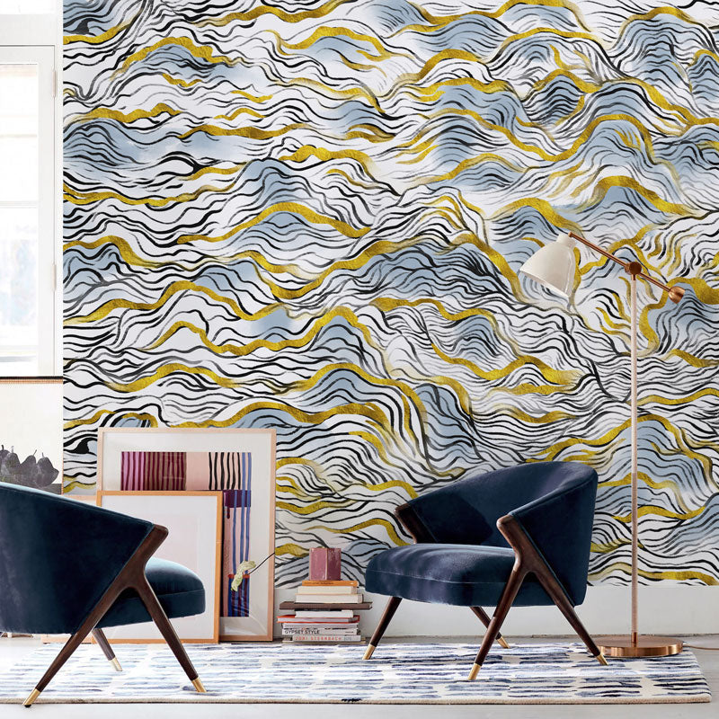 Abstract Mountain Wallpaper Mural in living room