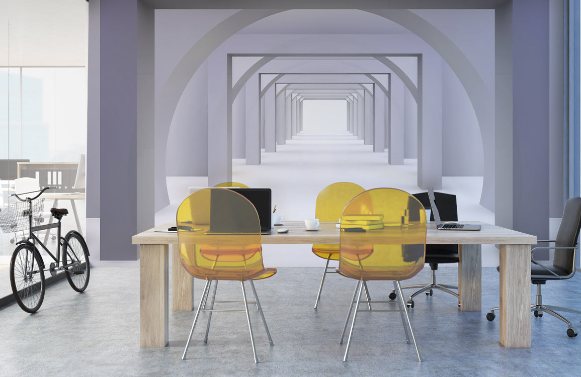 Endless Arch Perspective Mural Wallpaper in office