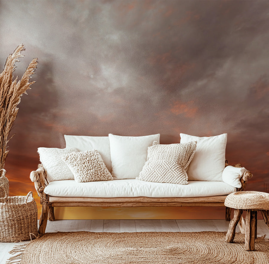 Dramatic Fiery Sunset Sky Mural Wallpaper