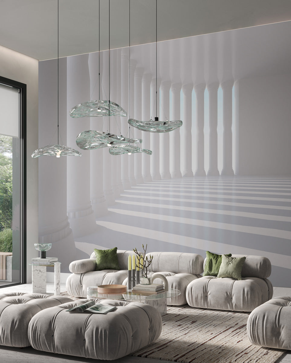 Timeless Column Perspective Mural Wallpaper in living room
