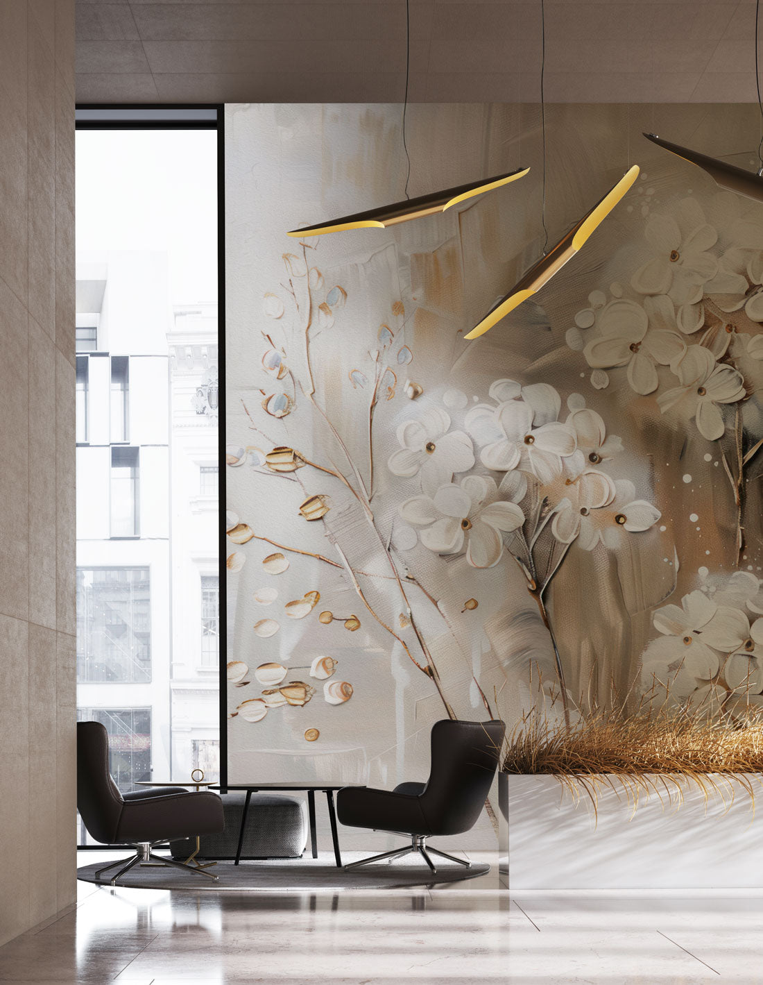 Blossoming Serenity Escape Mural Wallpaper in lounge