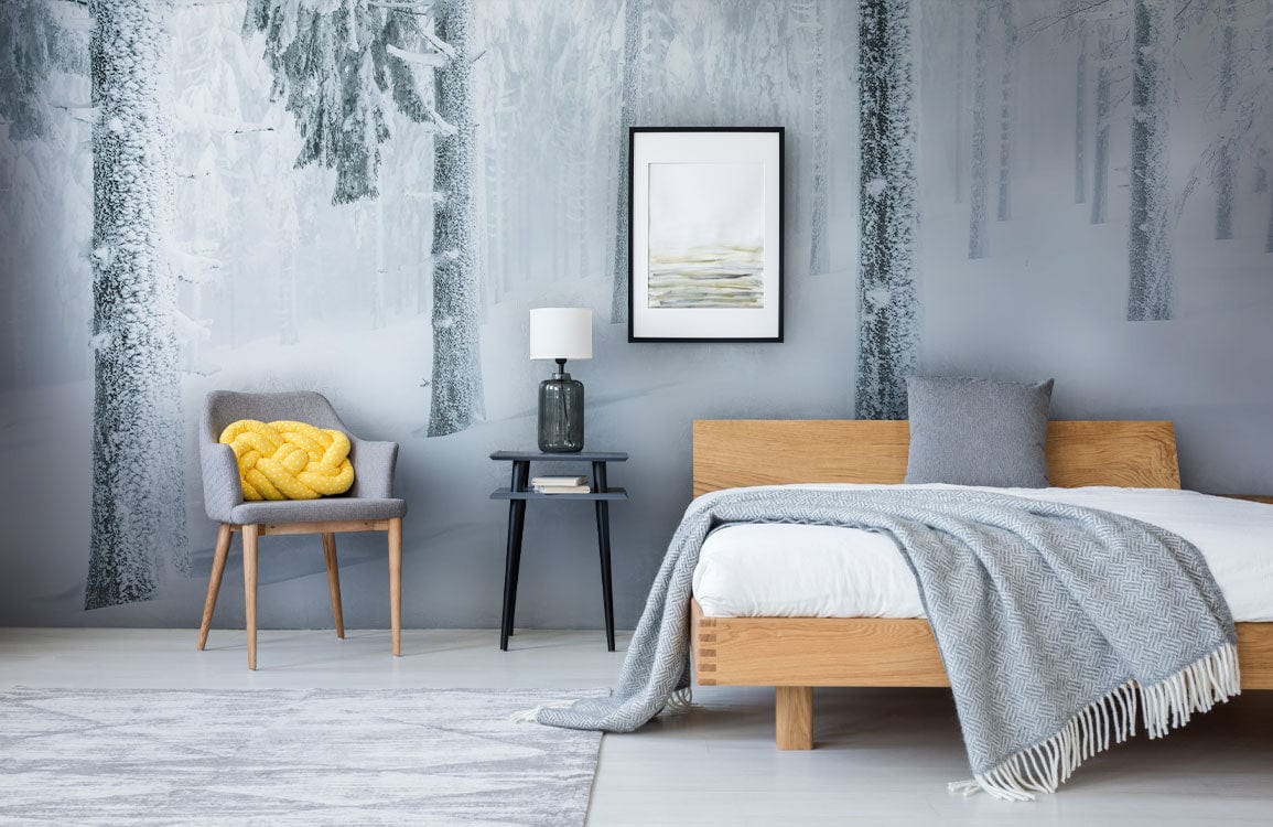 Wallpaper Mural of Winter Forest Scene for Home Decoration