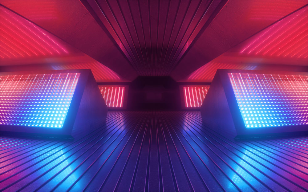 Neon Horizon Vortex Mural Wallpaper