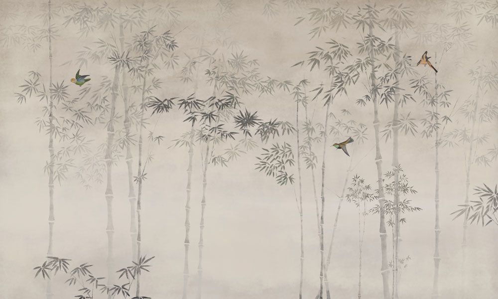 Misty Bamboo Grove Mural Wallpaper