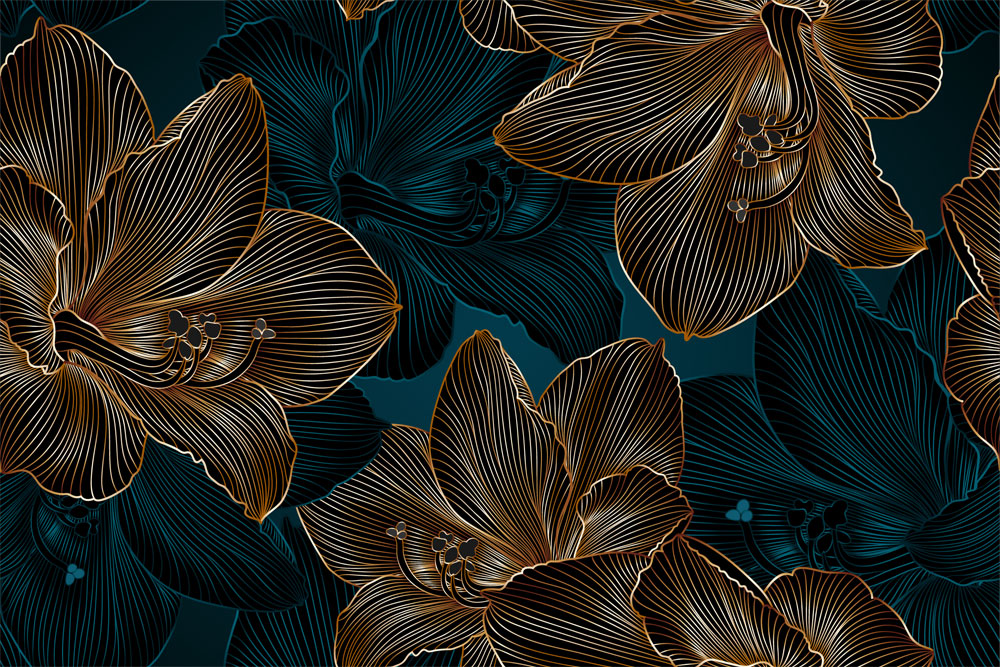 Golden Bloom Symphony Mural Wallpaper
