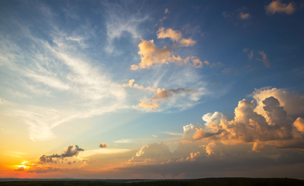 Peaceful Golden Sunset Cloudscape Mural Wallpaper