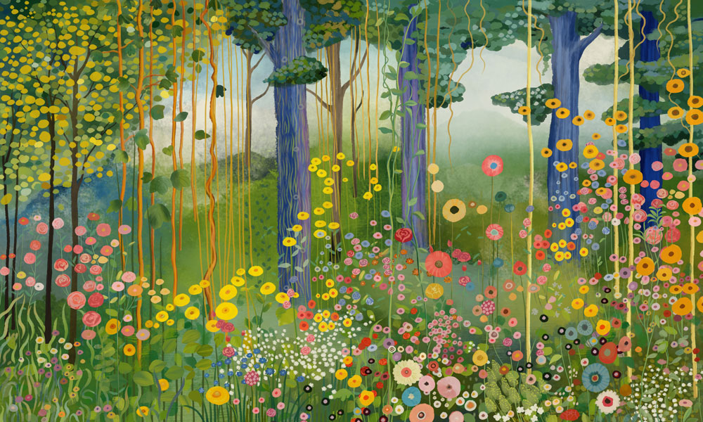 Klimt's Garden Mural Wallpaper
