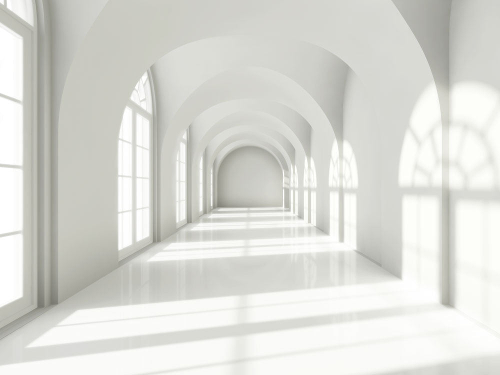 Tranquil Arched Hallway Mural Wallpaper in bedroom