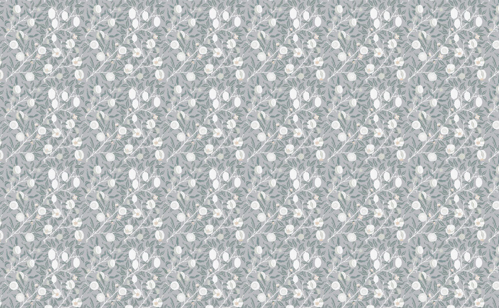 Silver Blossom Garden Mural Wallpaper