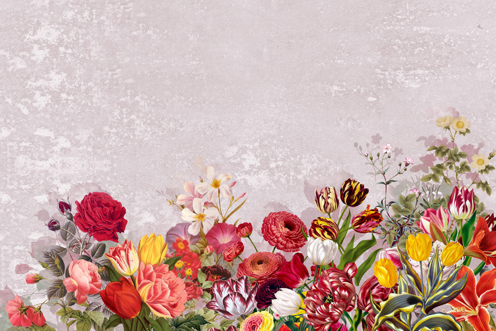 wallpaper murals of bright blooms in a garden
