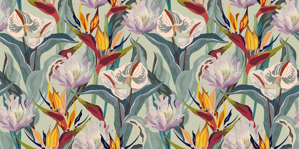 Tropical Paradise Botanical Wallpaper