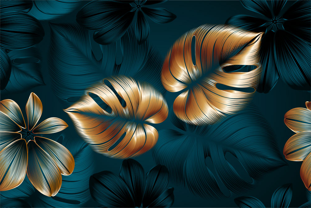 Golden Tropical Elegance Mural Wallpaper