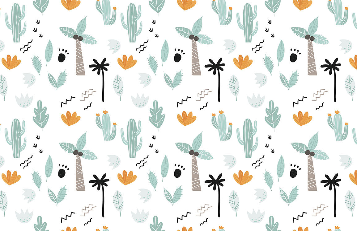 Tropical Teal Leaf Botanical Mural Wallpaper