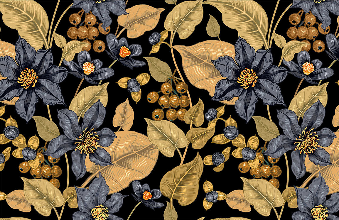 Tropical Teal Leaf Botanical Mural Wallpaper