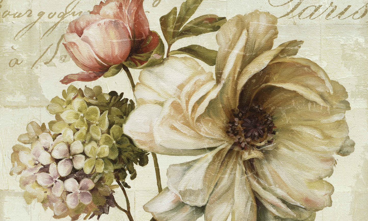 Vintage Parisian Floral Mural Wallpaper