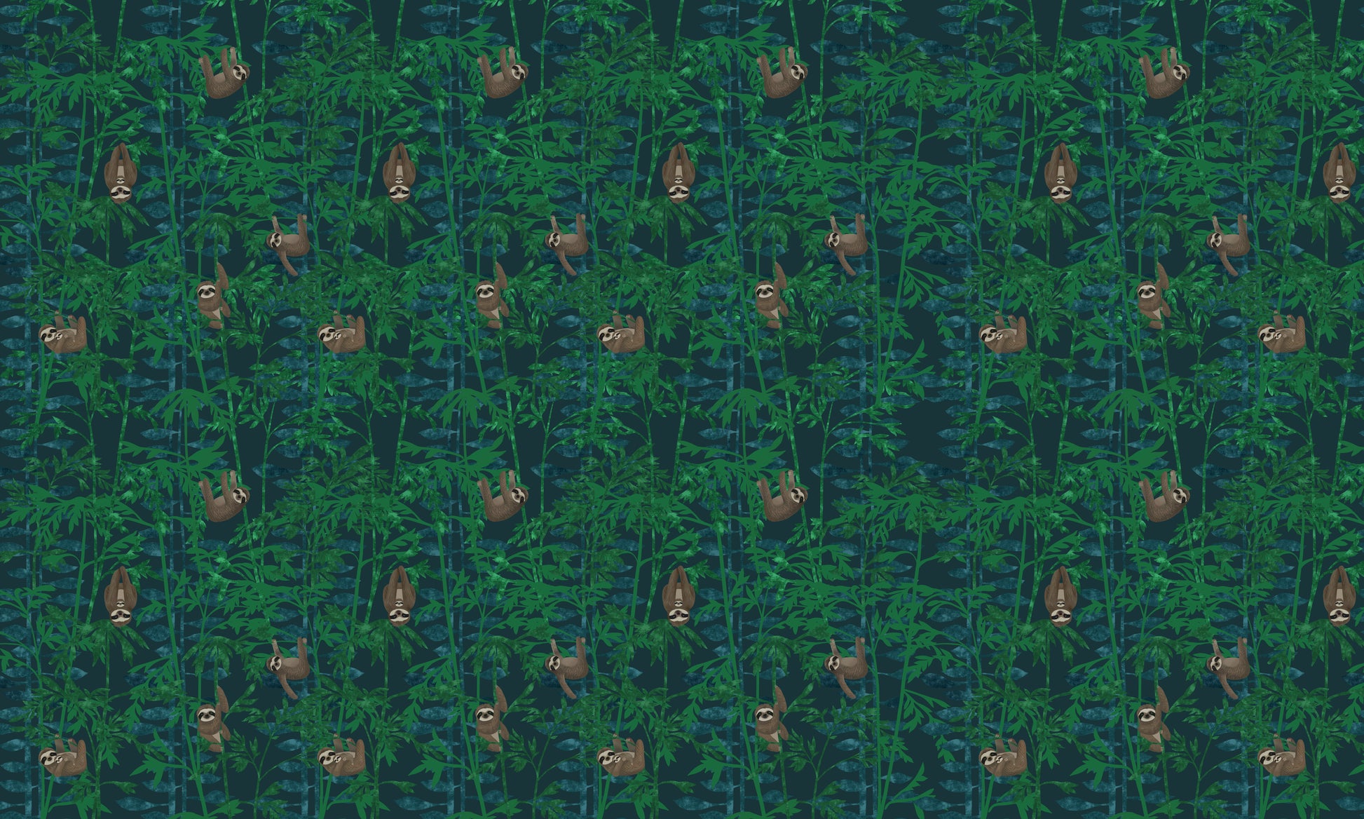 Sloth Jungle Green Kids Room Mural Wallpaper