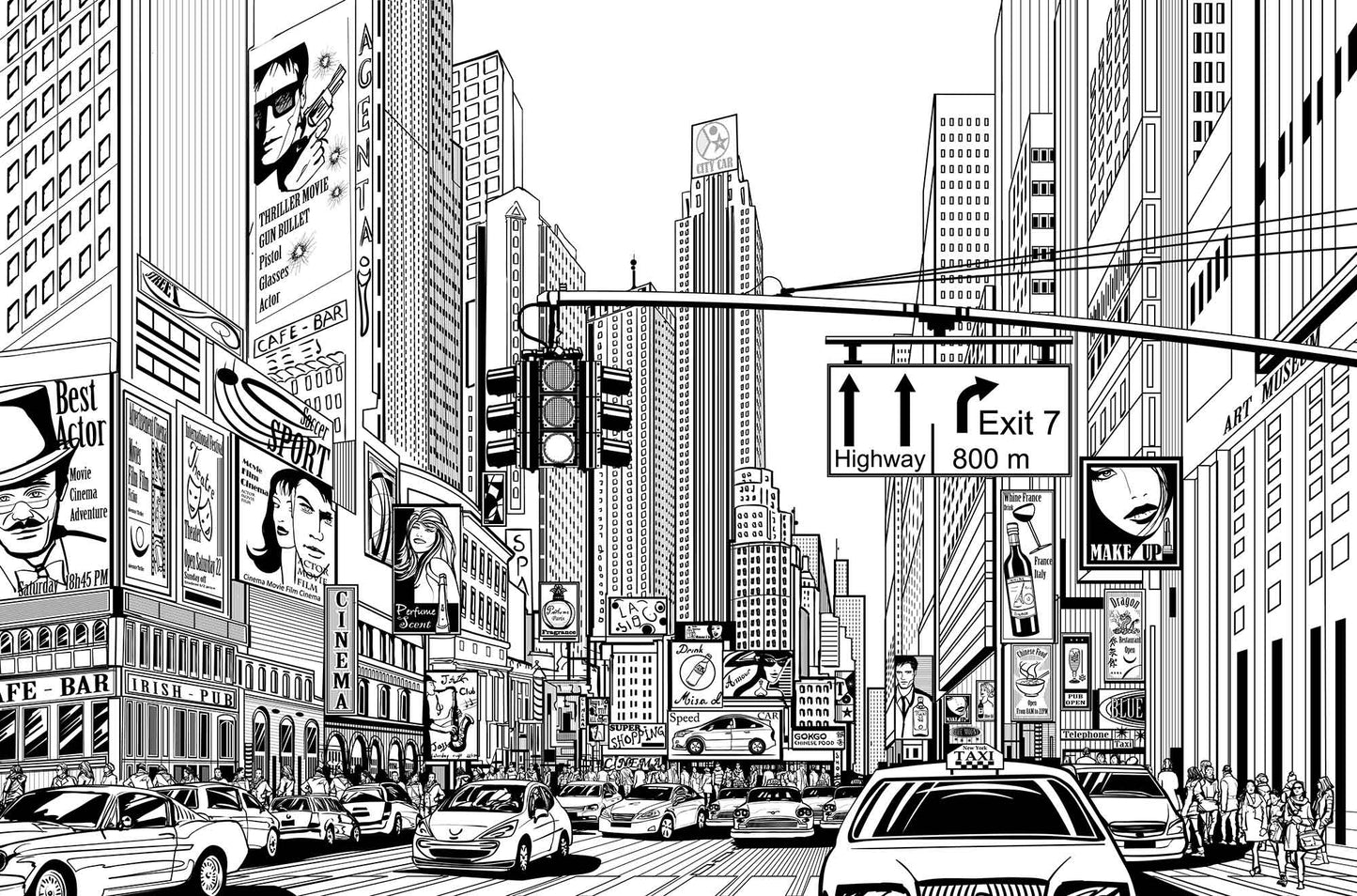 New York City Street mural wallpaper home decor