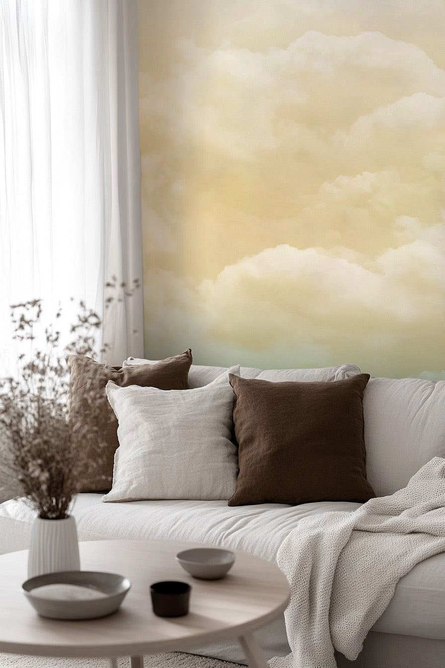 Dreamy Gold Horizon Mural Wallpaper