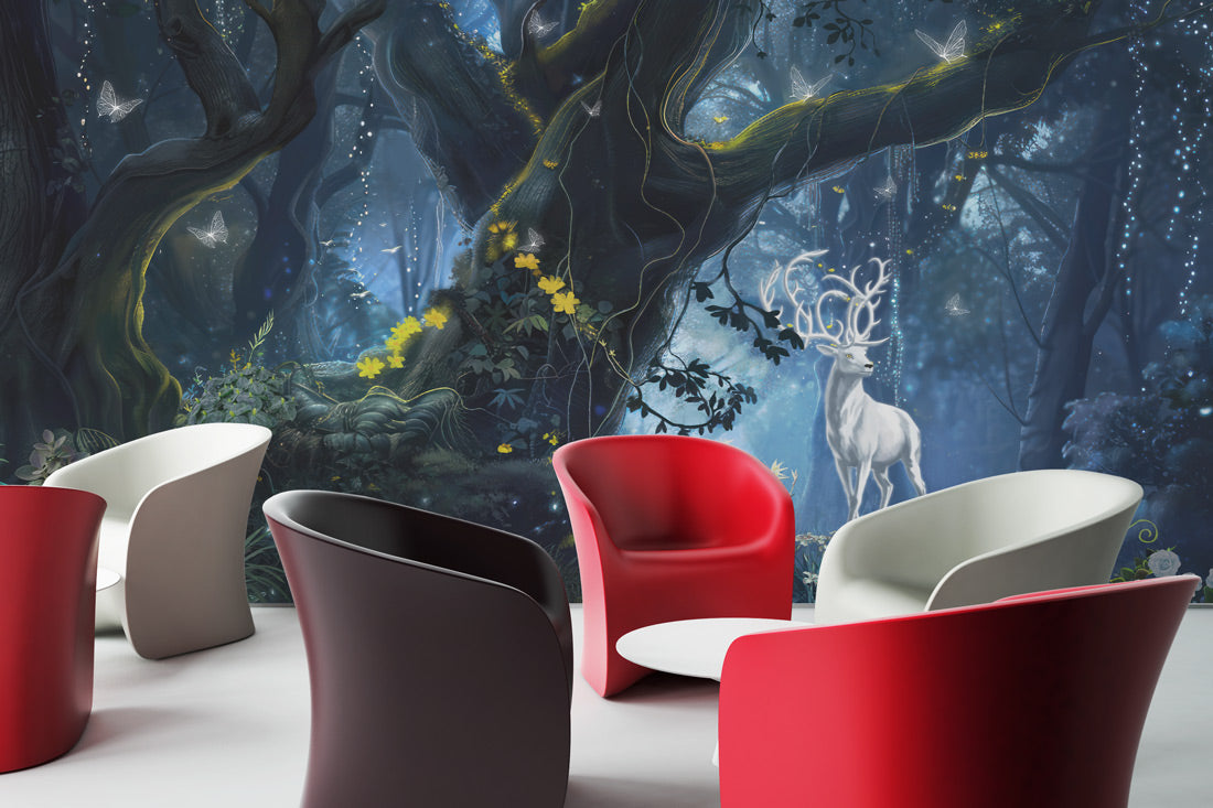 Enchanted Forest Haven Mural Wallpaper in office