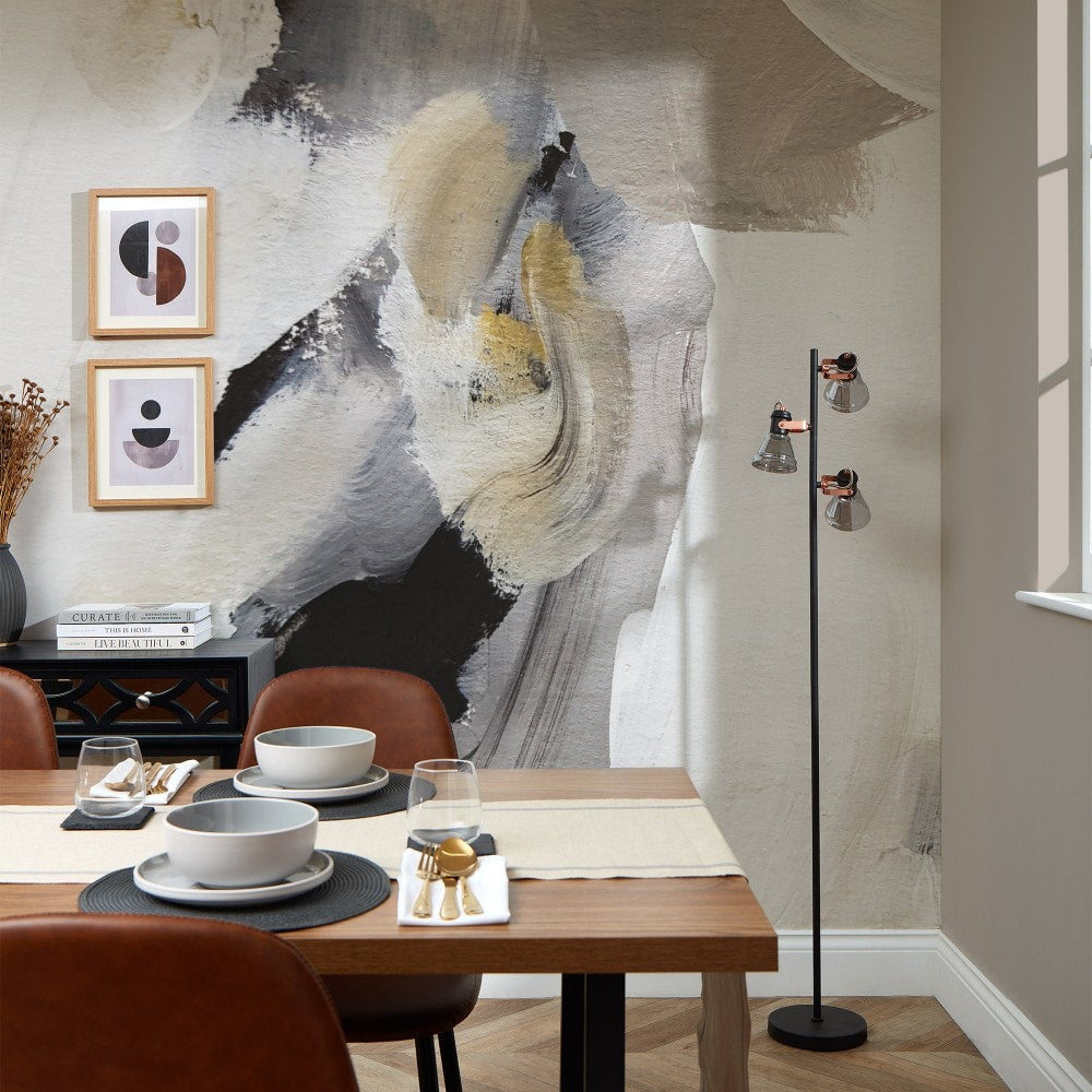 Abstract Brush Stroke Feature Mural Wallpaper in dining room