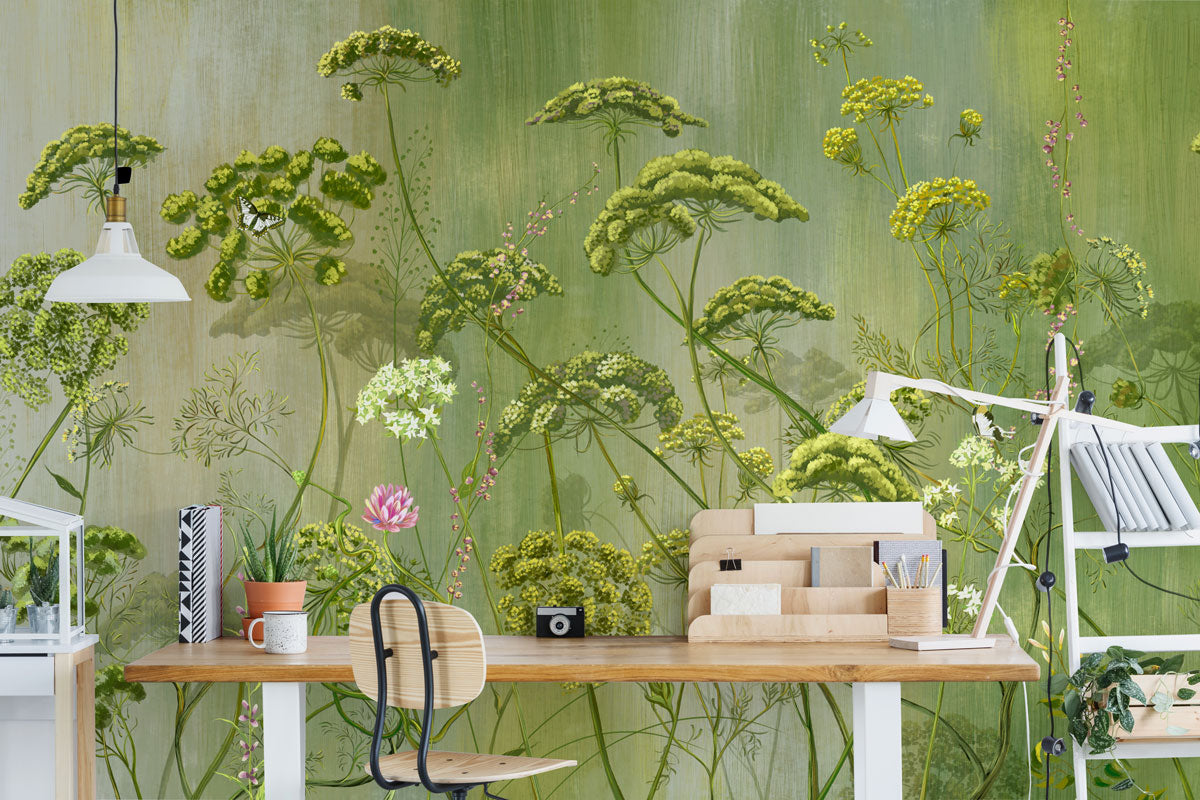 Floral Vine Wallpaper Mural II in office