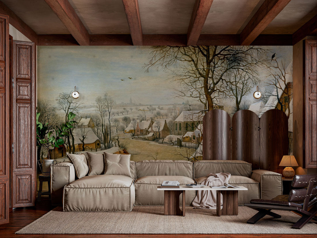 Winter Village Serenity Mural Wallpaper