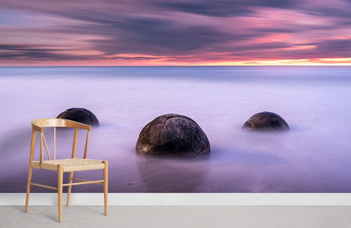 misty ocean and purple sea of clouds custom murals for home