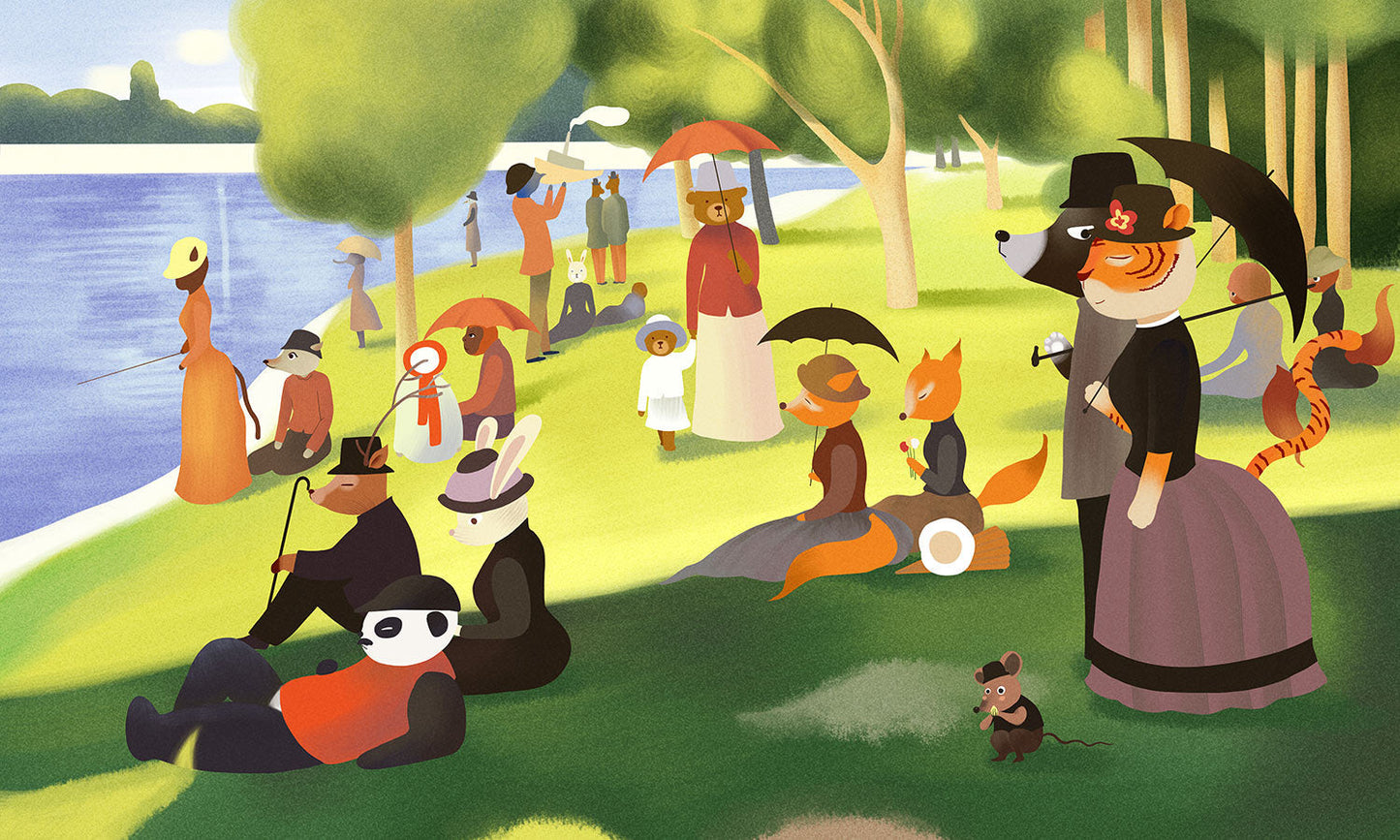 Animals in the Park Nursery Wall Mural Wallpaper for Use in Home Decoration