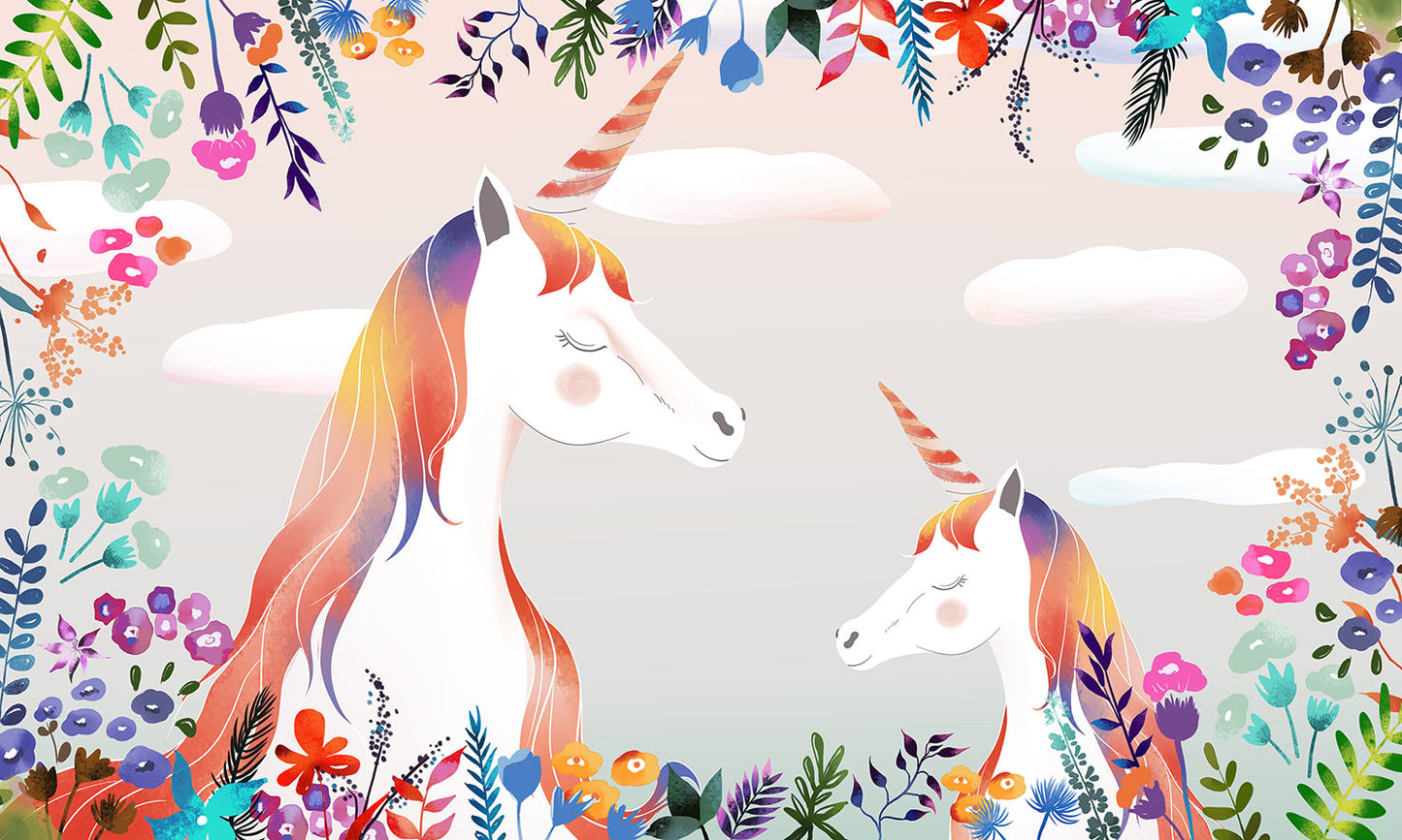 Unicorns Animals on a Nursery Wall Mural Wallpaper for Your Home Decoration