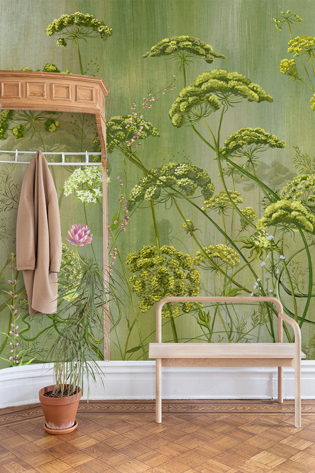 Floral Vine Wallpaper Mural II in entryway