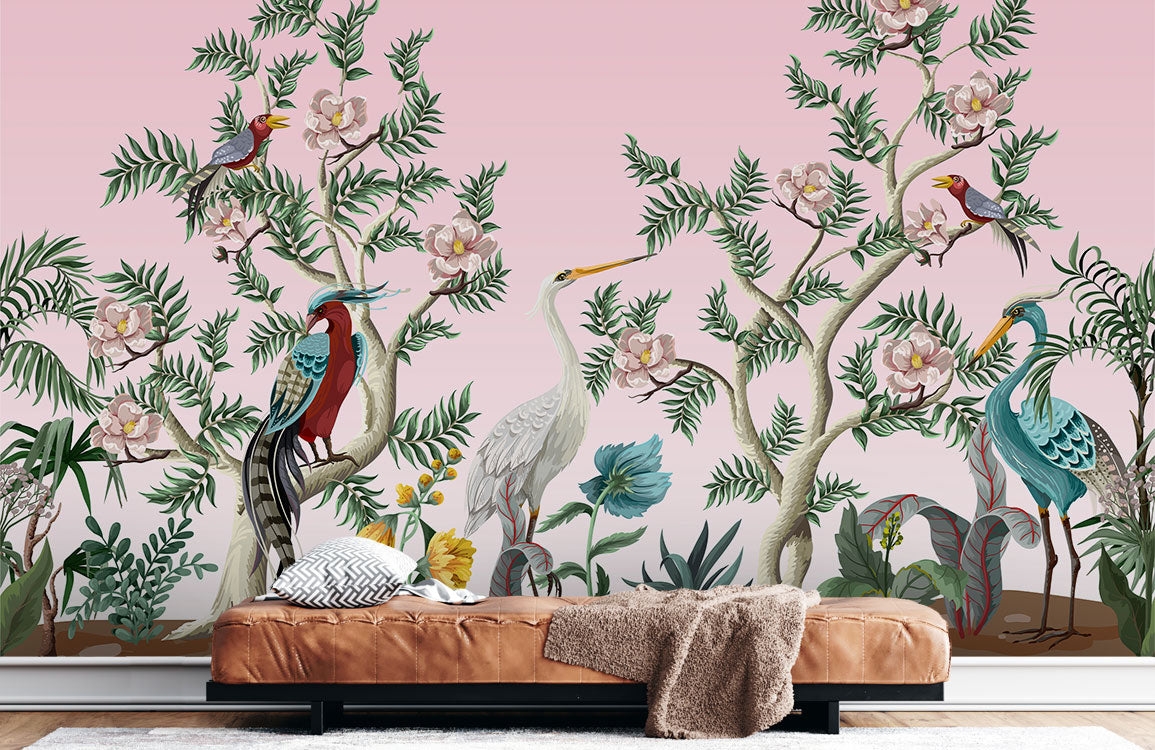 Vector Flower & Bird II Wallpaper Mural