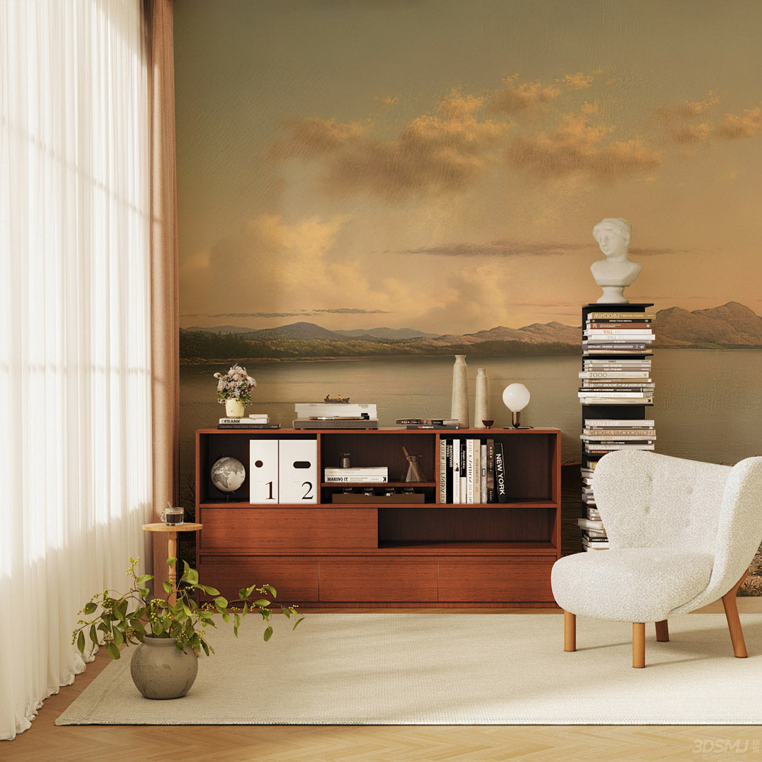 Tranquil Lakeside Retreat Mural Wallpaper