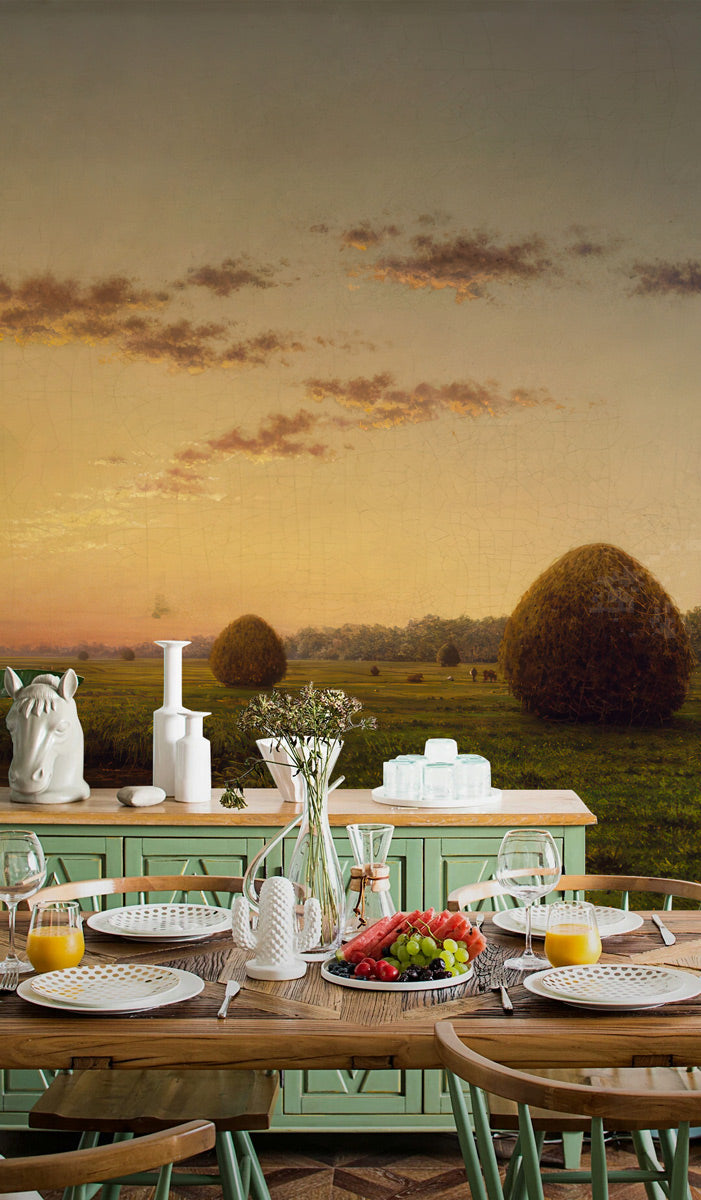 Golden Horizon Serenity Mural Wallpaper