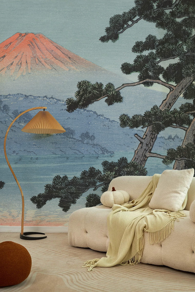 Mount Fuji Pine Landscape Mural Wallpaper