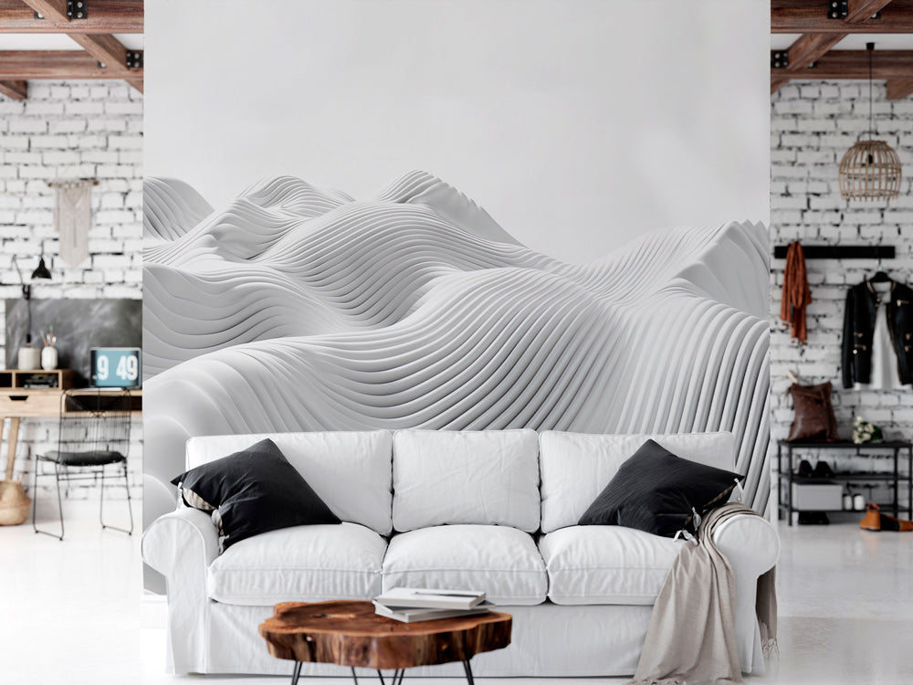 Fluid Terrain Harmony Mural Wallpaper in living room