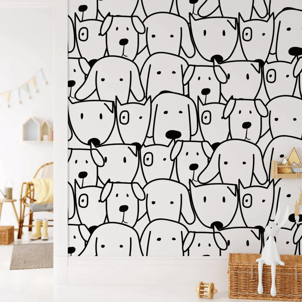 Happy Dog Wallpaper Mural in playroom