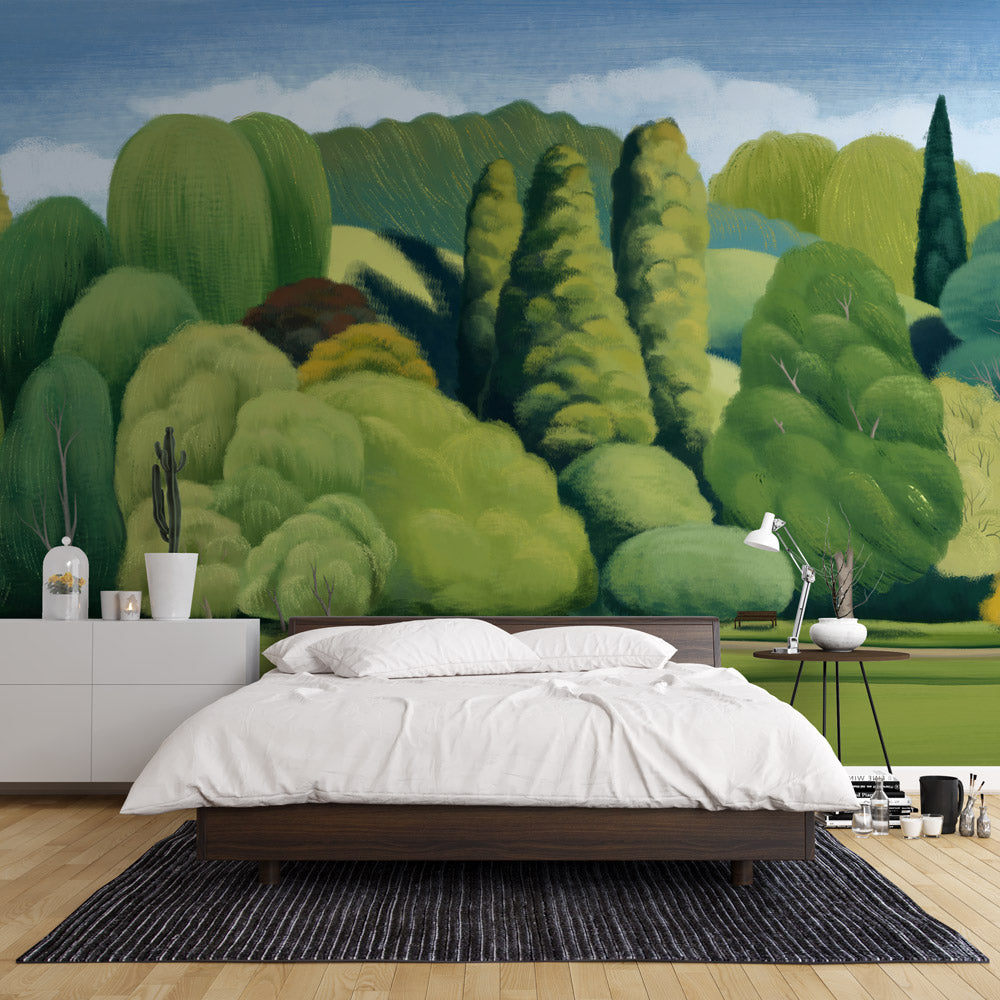 Serene Forest Landscape Nature Wallpaper in bedroom