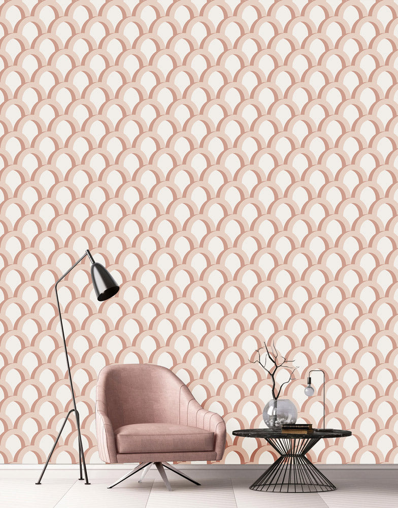 Blush Archway Elegance Mural Wallpaper in living room