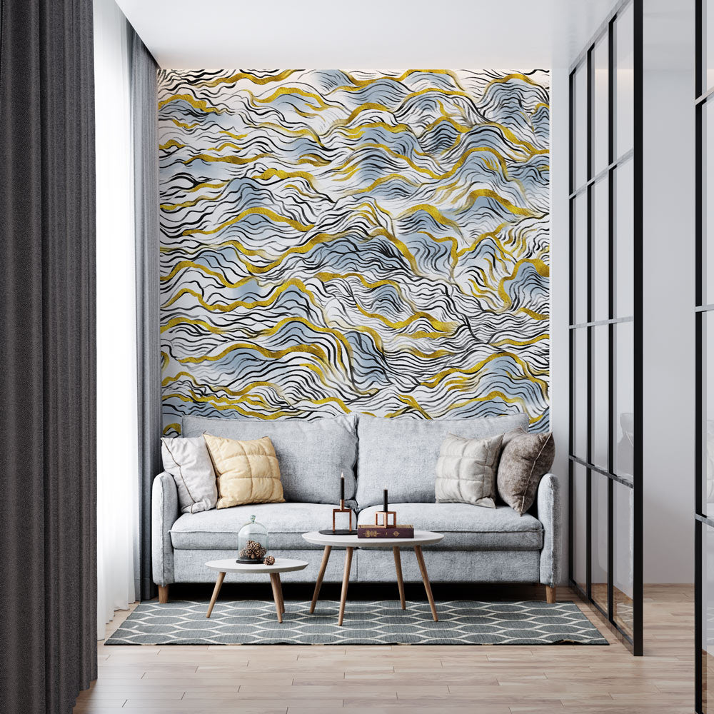 Abstract Mountain Wallpaper Mural in living room