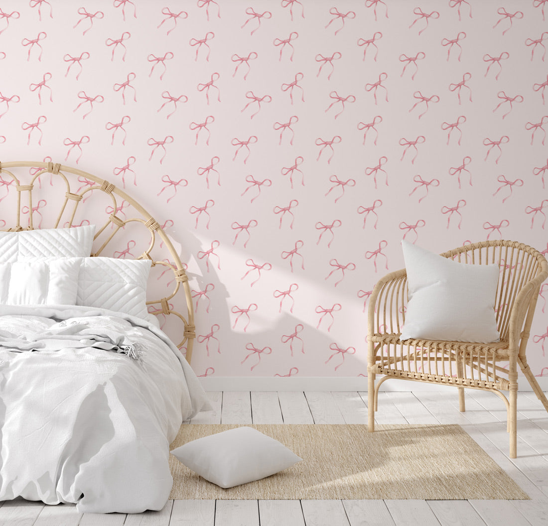 Charming Bow Mural Wallpaper in bedroom