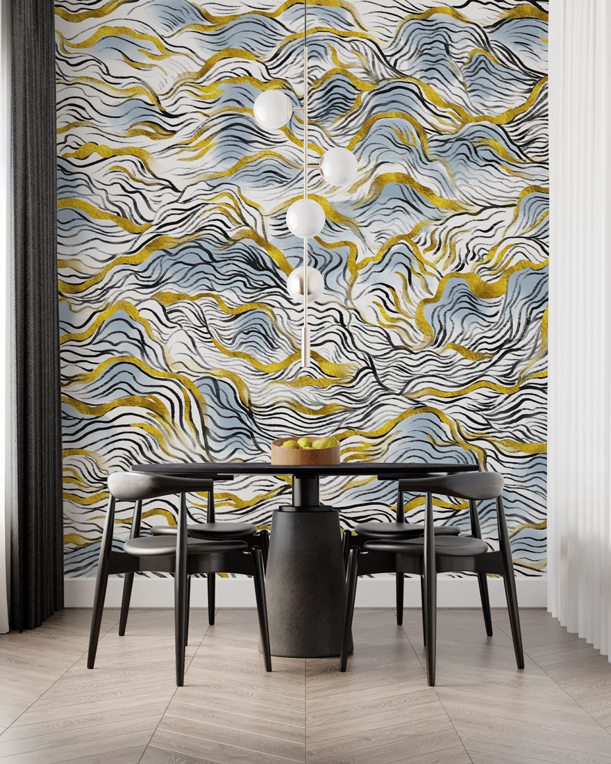 Abstract Mountain Wallpaper Mural in dining room
