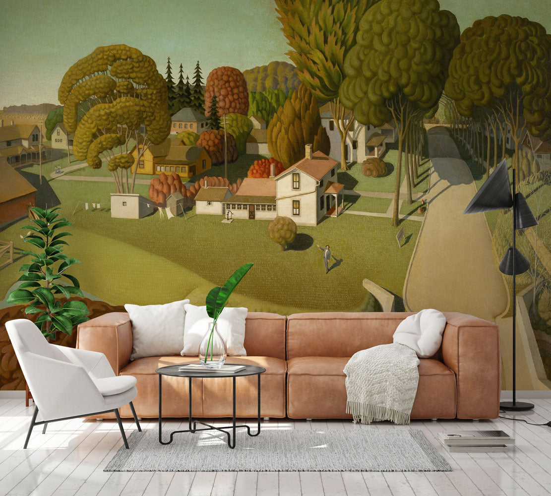 Rolling Hills Village Mural Wallpaper