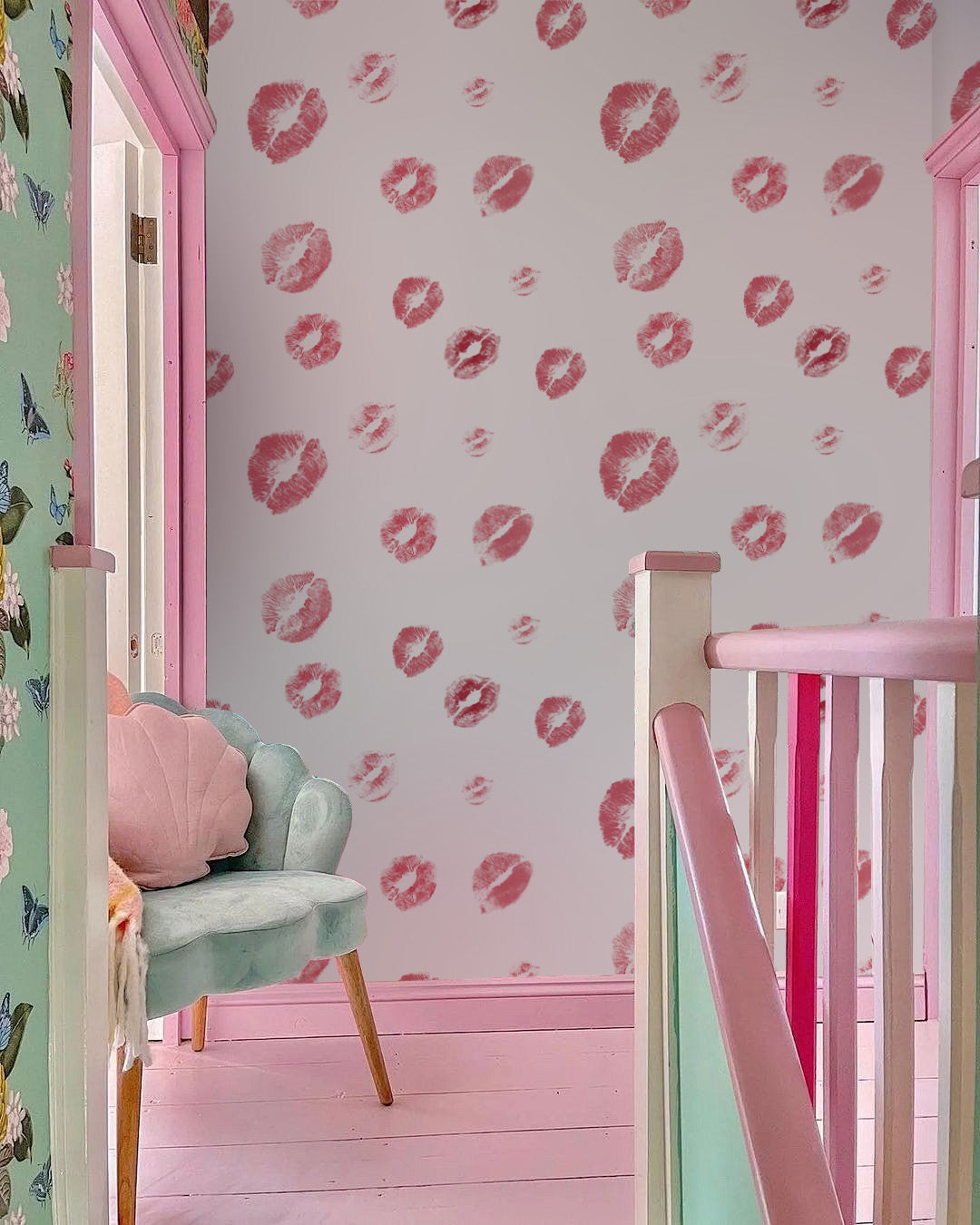 Kiss Me Softly Mural Wallpaper in hallway