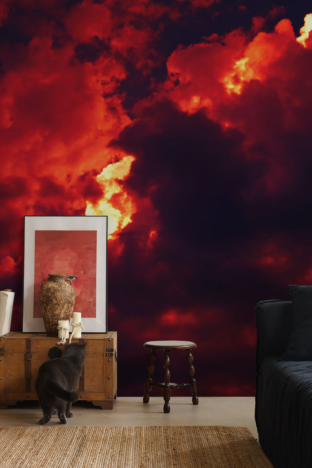 Red Ember Horizon Mural Wallpaper