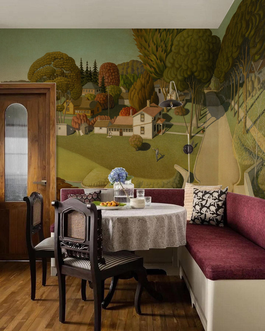 Rolling Hills Village Mural Wallpaper