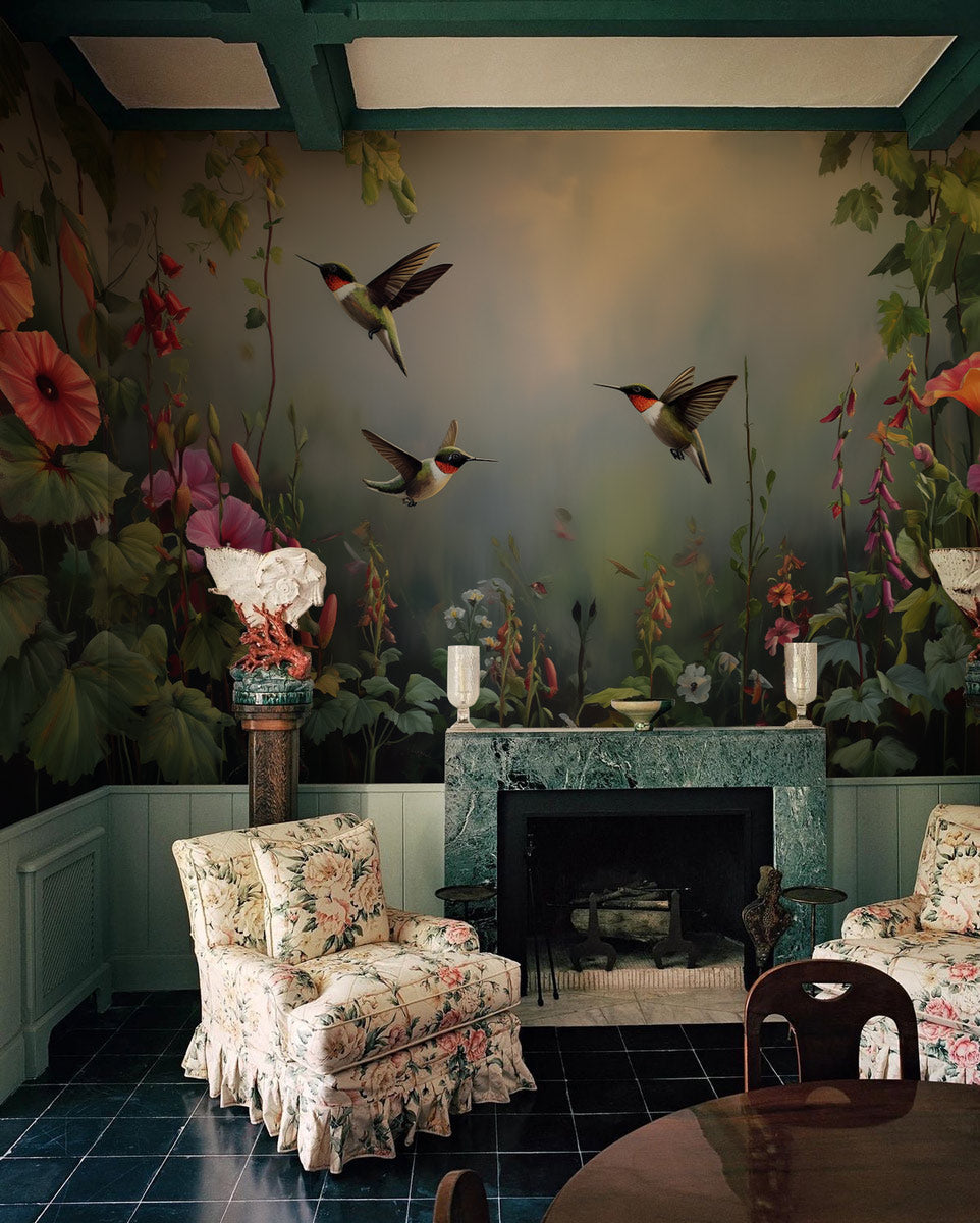 Hummingbird Garden Whisper Mural Wallpaper