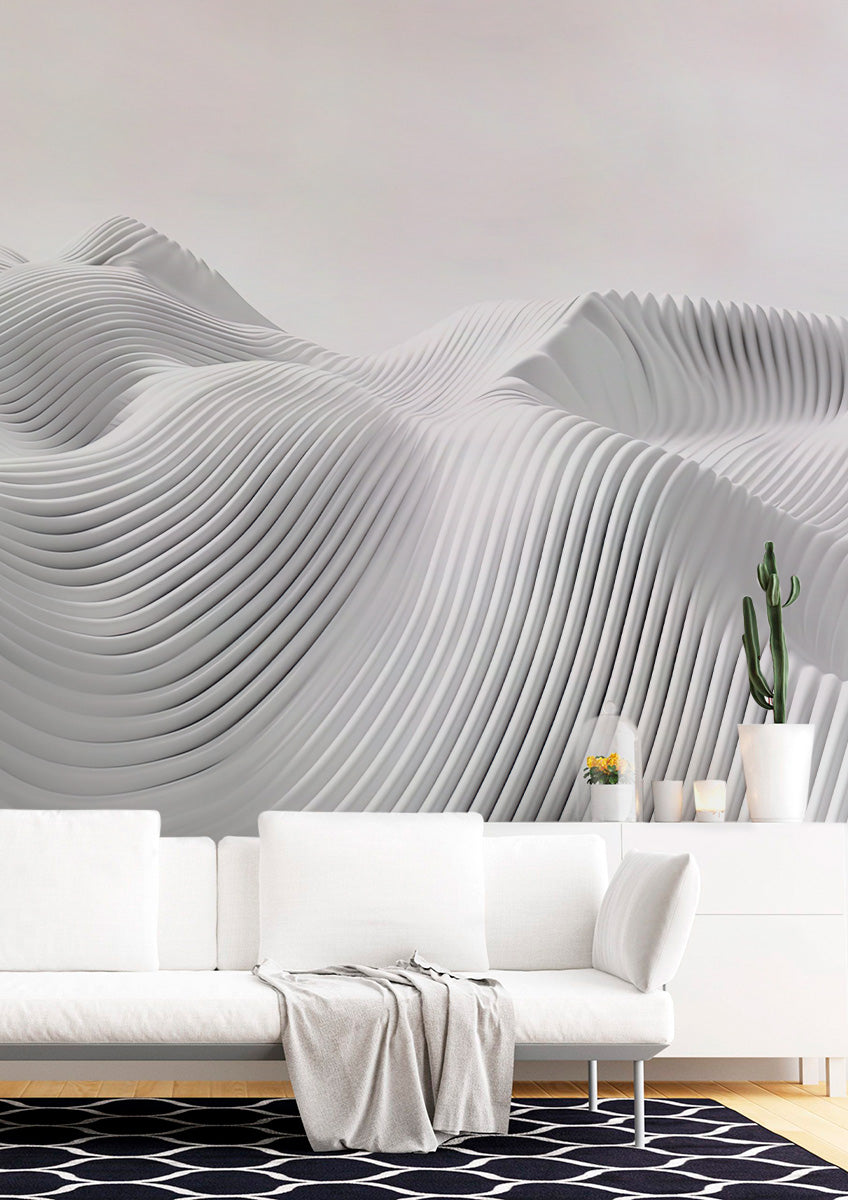 Fluid Terrain Harmony Mural Wallpaper in living room