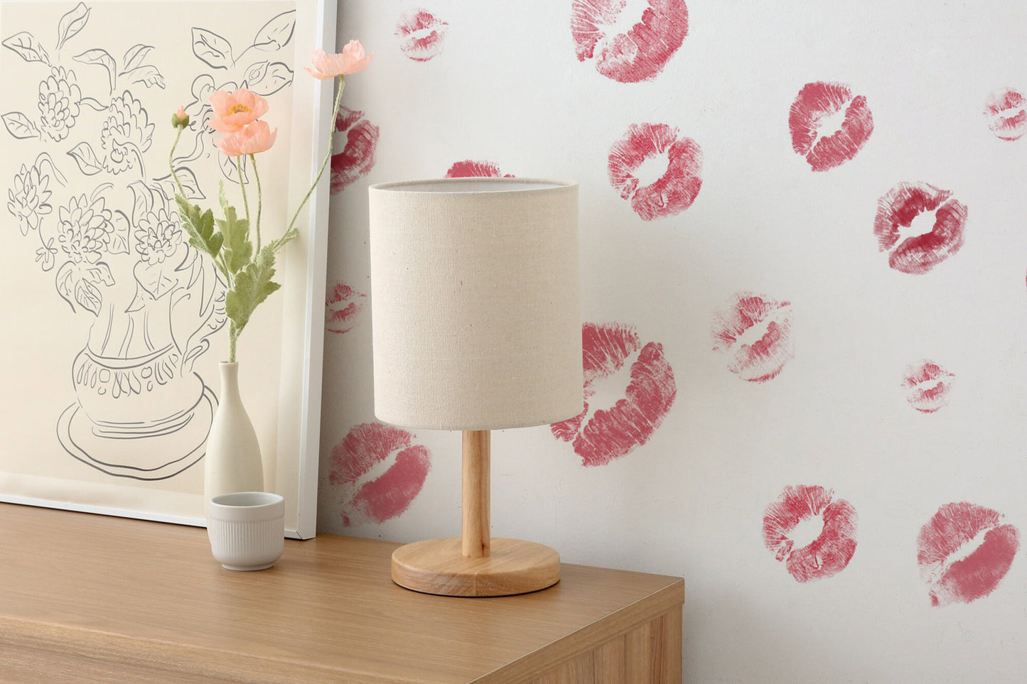 Kiss Me Softly Mural Wallpaper in bedroom