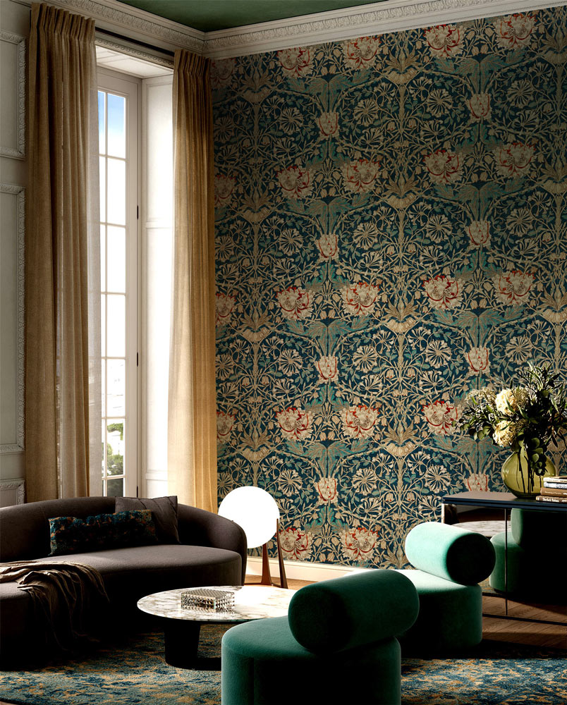 Regal Floral Symphony Mural Wallpaper in living room