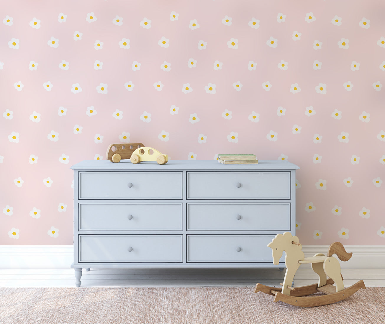 Sunny Daisy Delight Mural Wallpaper in children's room